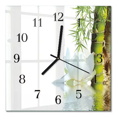 Moderne wandklok glas vierkant Bamboe