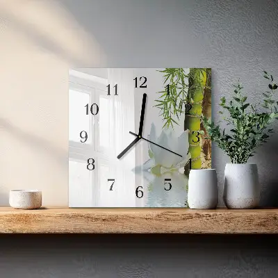 Moderne wandklok glas vierkant Bamboe