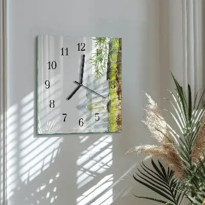 Moderne wandklok glas vierkant Bamboe