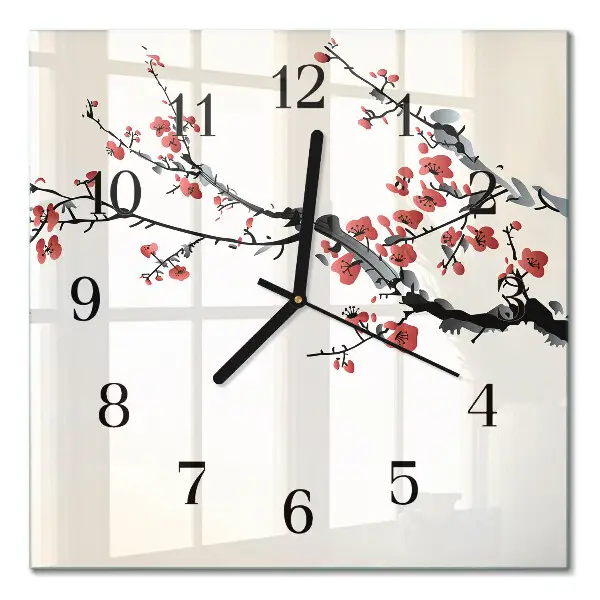 Decoratieve glazen klok vierkant Bloemen