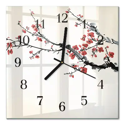 Decoratieve glazen klok vierkant Bloemen