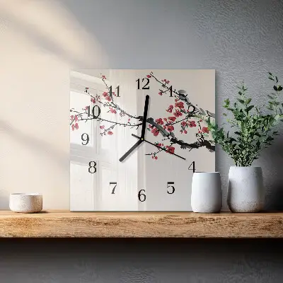 Decoratieve glazen klok vierkant Bloemen
