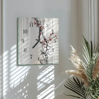 Vierkante glas klok Bloemen
