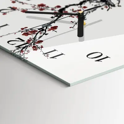 Vierkante glas klok Bloemen