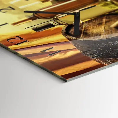 Moderne wandklok glas vierkant Een wijnvat