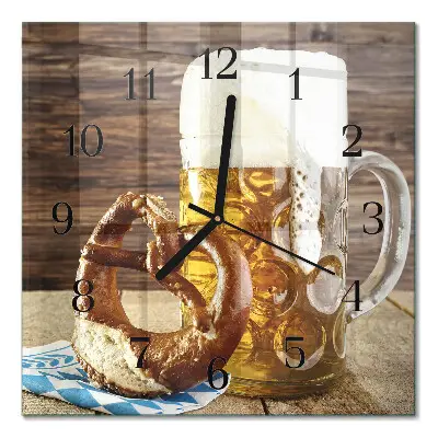 Vierkante glazen klok Pretzel met bier