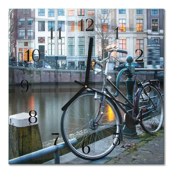 Decoratieve glazen klok vierkant Fiets