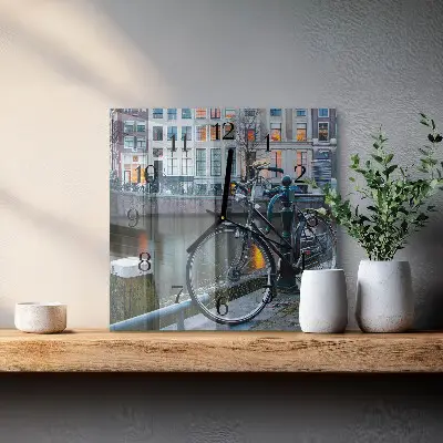 Decoratieve glazen klok vierkant Fiets