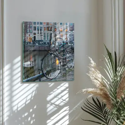 Decoratieve glazen klok vierkant Fiets