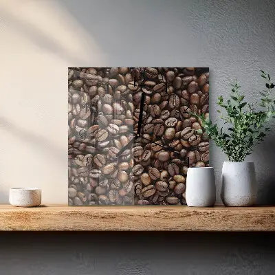 Moderne wandklok glas vierkant Koffiebonen