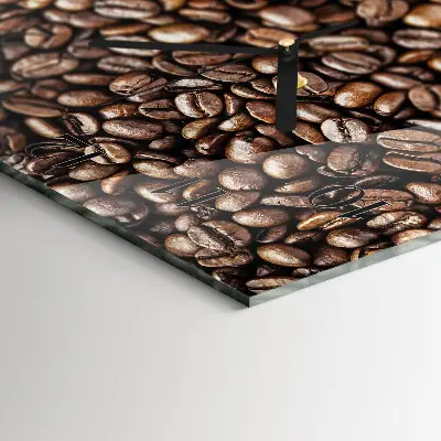 Moderne wandklok glas vierkant Koffiebonen