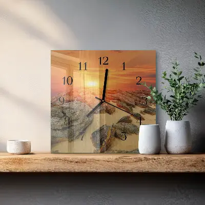 Vierkante glazen klok Zonsondergang