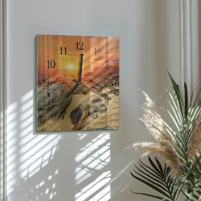 Vierkante glazen klok Zonsondergang