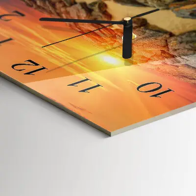 Vierkante glazen klok Zonsondergang