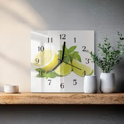 Decoratieve glazen klok vierkant Limoenmunt