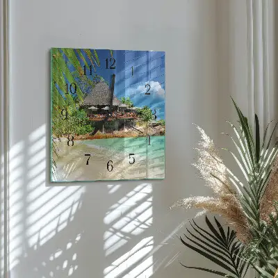 Vierkante glazen wandklok Eiland