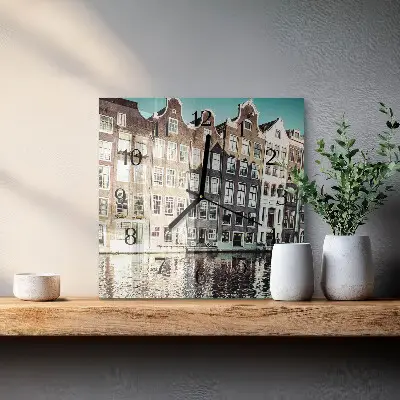 Moderne wandklok glas vierkant Huizen