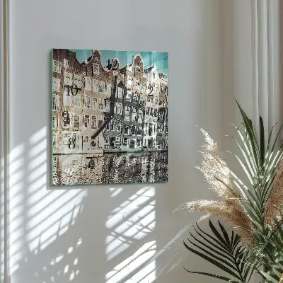 Moderne wandklok glas vierkant Huizen