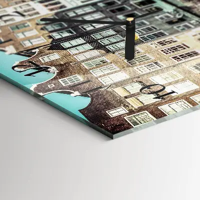 Moderne wandklok glas vierkant Huizen