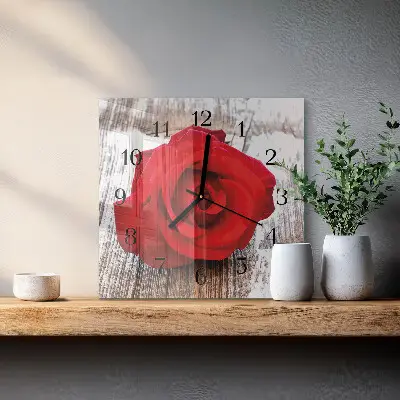 Decoratieve glazen klok vierkant Roos