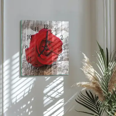 Decoratieve glazen klok vierkant Roos