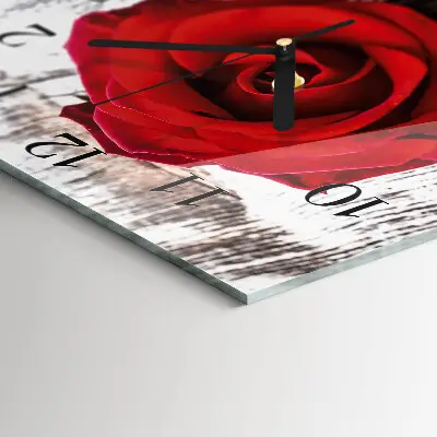 Decoratieve glazen klok vierkant Roos