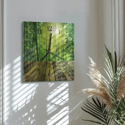 Moderne wandklok glas vierkant Bamboe