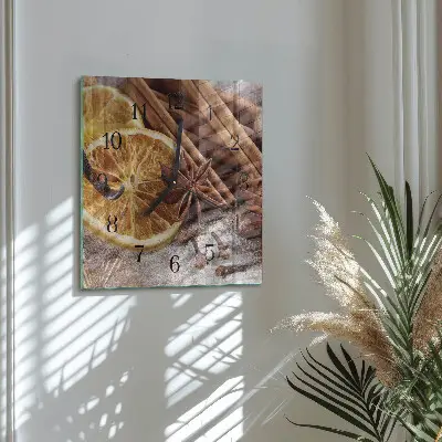 Vierkante glazen klok Kaneel anijs