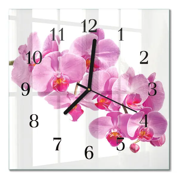 Decoratieve glazen klok vierkant Orchidee