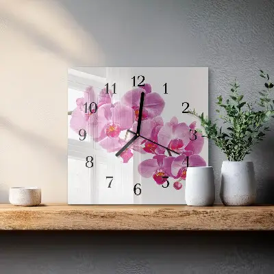 Decoratieve glazen klok vierkant Orchidee
