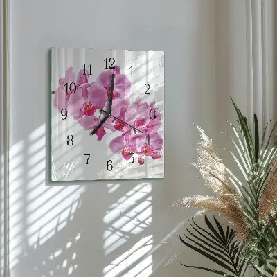 Decoratieve glazen klok vierkant Orchidee