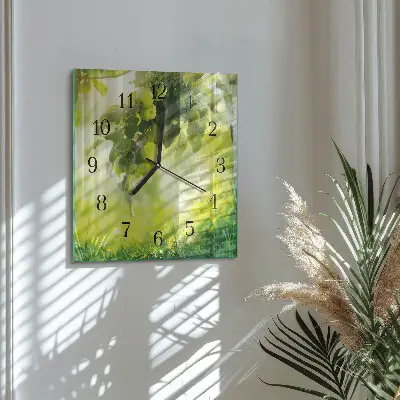 Vierkante glazen wandklok Appelboom