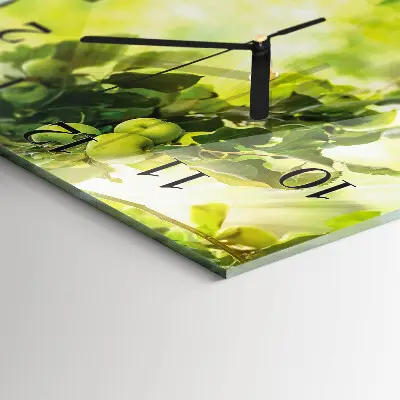 Vierkante glazen wandklok Appelboom
