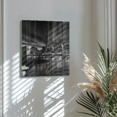 Moderne wandklok glas vierkant Stad