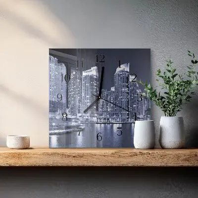 Vierkante glas klok Horizon