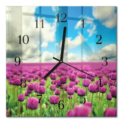 Vierkante glazen klok Tulpen