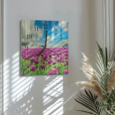 Vierkante glazen klok Tulpen