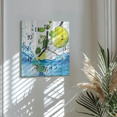 Decoratieve glazen klok vierkant Limoen en munt