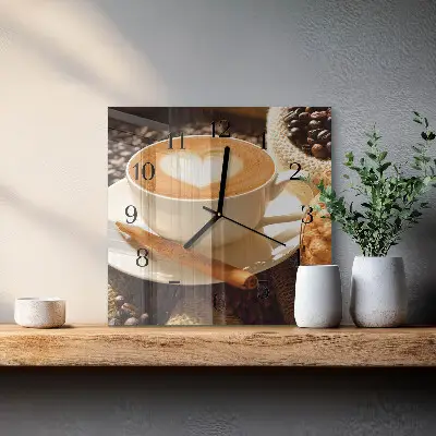 Vierkante glas klok Koffiehart