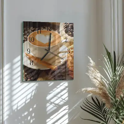 Vierkante glas klok Koffiehart