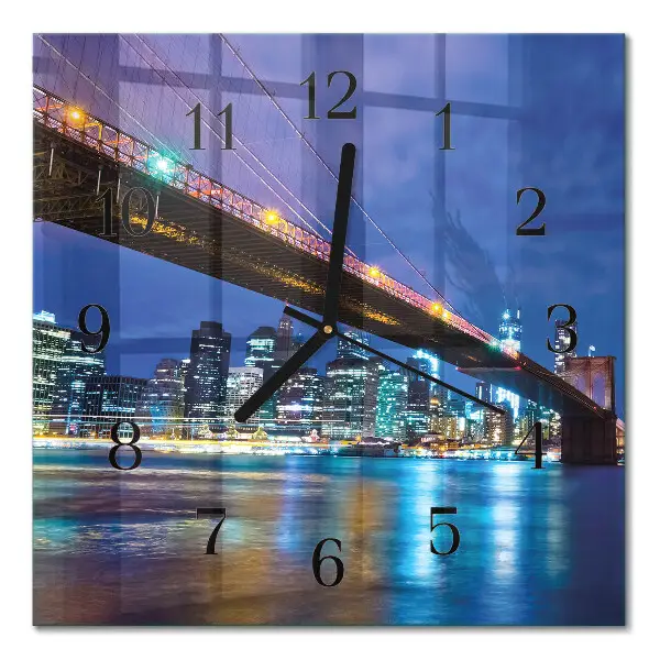 Vierkante glazen wandklok Brug
