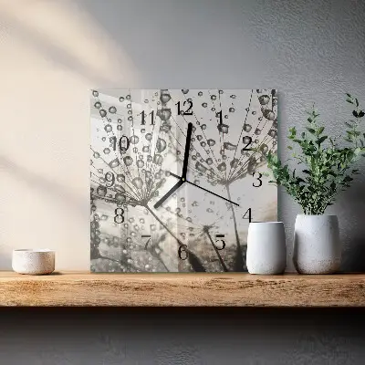 Moderne wandklok glas vierkant Dauwdruppels