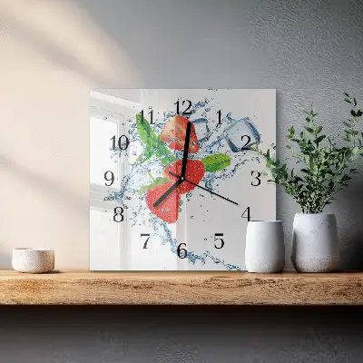Decoratieve glazen klok vierkant Aardbeien