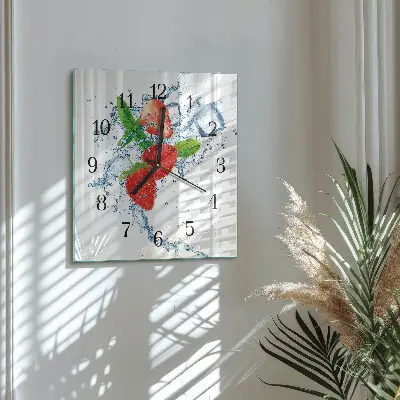 Decoratieve glazen klok vierkant Aardbeien
