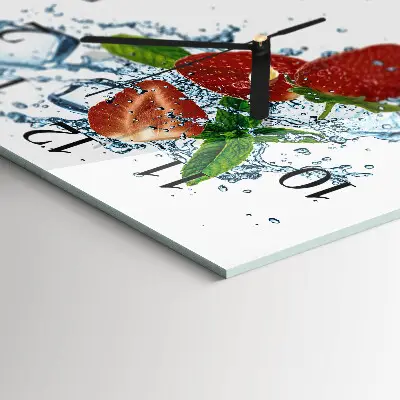 Decoratieve glazen klok vierkant Aardbeien