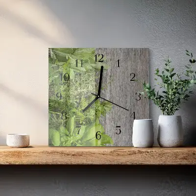 Moderne wandklok glas vierkant Kruiden