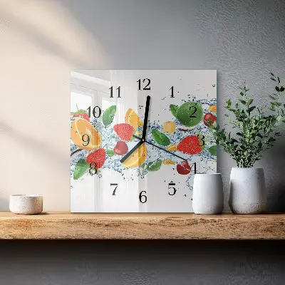 Vierkante glazen klok Fruit