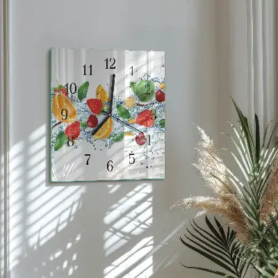 Vierkante glazen klok Fruit