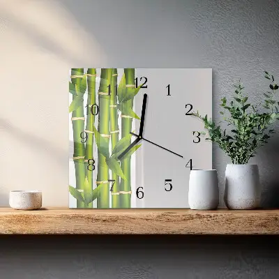 Vierkante glas klok Bamboe