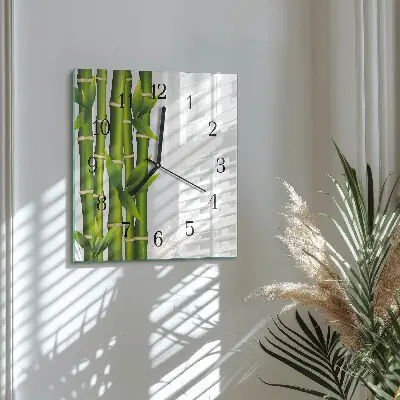Vierkante glas klok Bamboe